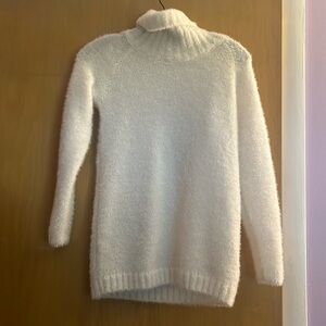 H & M White Fuzzy Turtleneck Sweater- 10-12Y